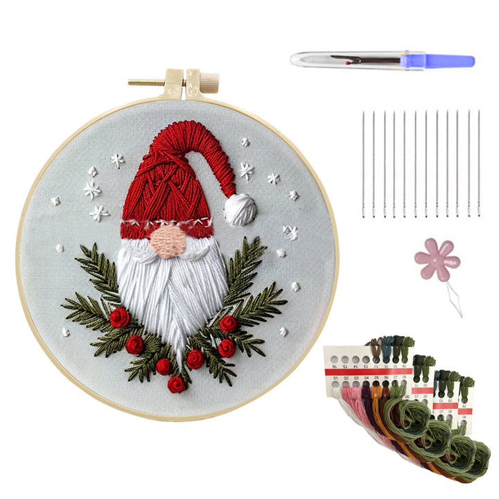 Christmas Embroidery Kit DIY Embroidery Set with Needles Thread Hoop Included Christmas Hand Embroidery Kit for Image 2