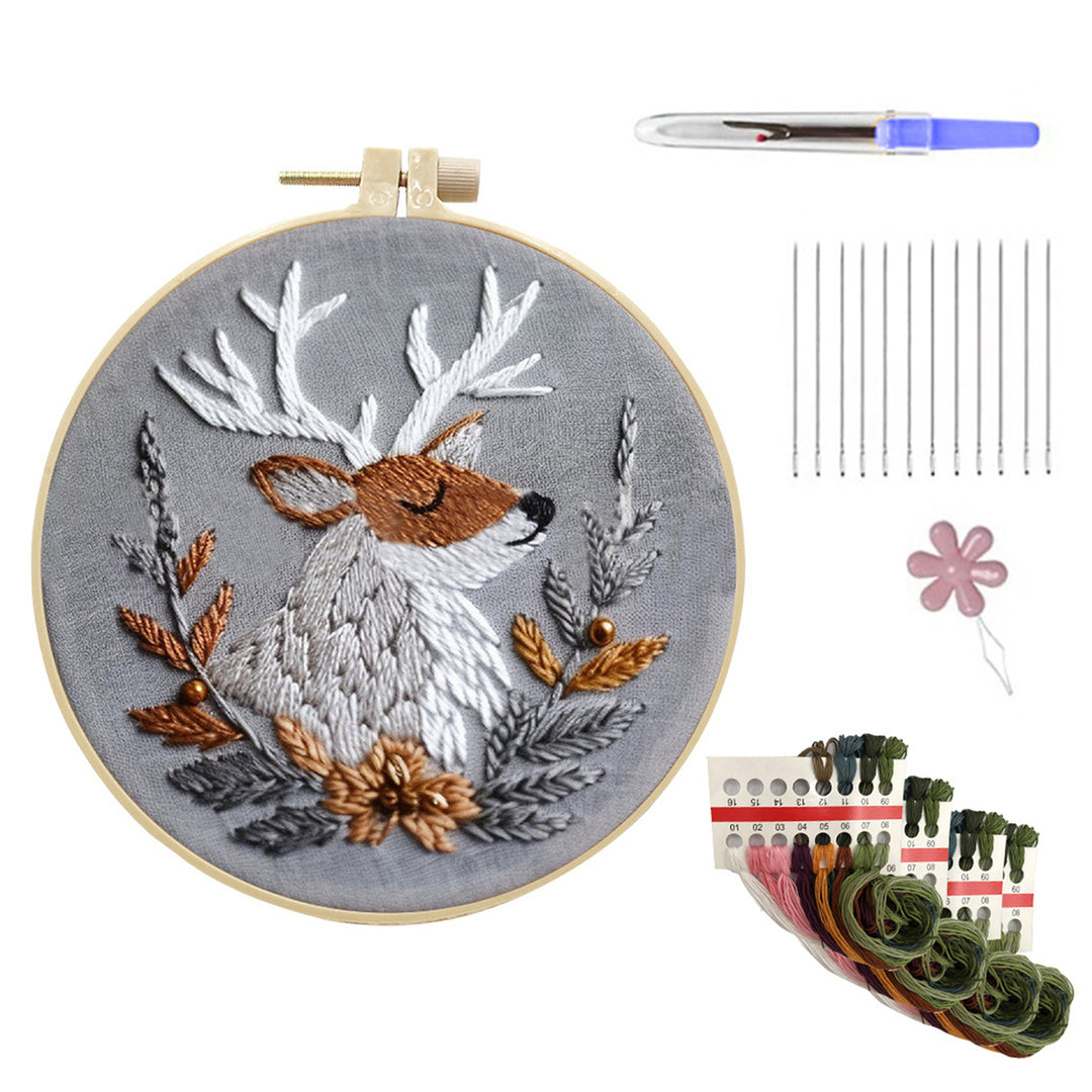 Christmas Embroidery Kit DIY Embroidery Set with Needles Thread Hoop Included Christmas Hand Embroidery Kit for Image 4