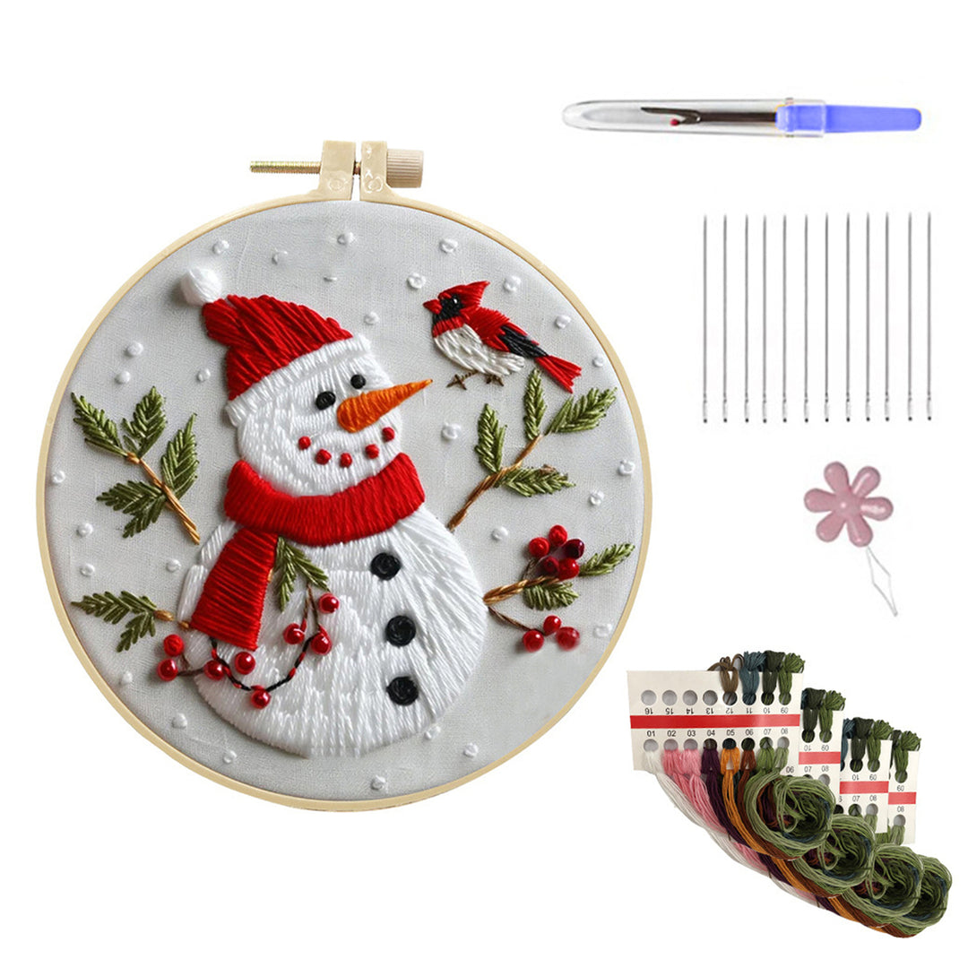 Christmas Embroidery Kit DIY Embroidery Set with Needles Thread Hoop Included Christmas Hand Embroidery Kit for Image 7