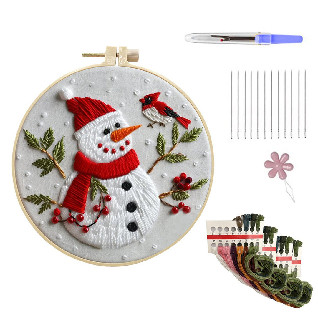 Christmas Embroidery Kit DIY Embroidery Set with Needles Thread Hoop Included Christmas Hand Embroidery Kit for Image 1