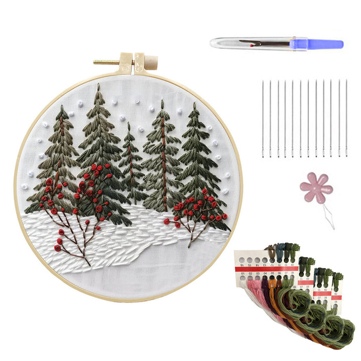 Christmas Embroidery Kit DIY Embroidery Set with Needles Thread Hoop Included Christmas Hand Embroidery Kit for Image 8