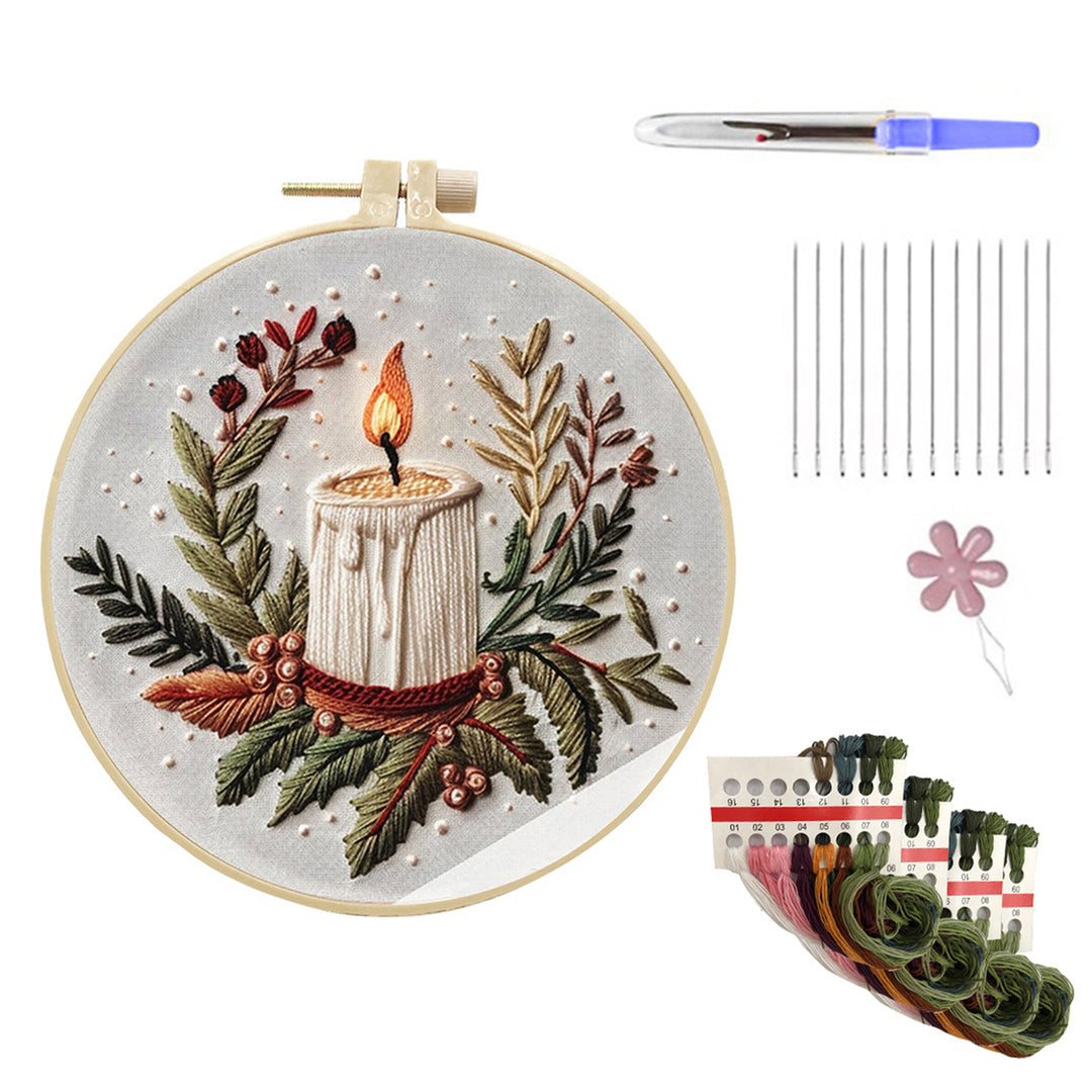 Christmas Embroidery Kit DIY Embroidery Set with Needles Thread Hoop Included Christmas Hand Embroidery Kit for Image 9