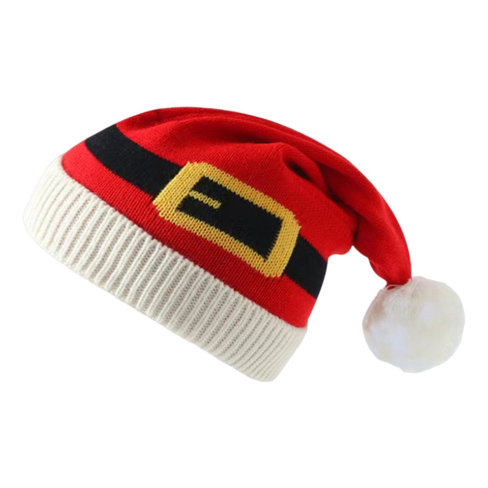 Santa Hat with Pompom Women Men Christmas Beanie Hat Peaked Cap Unisex Winter Christmas Hat for Festival Parties Photo Image 2