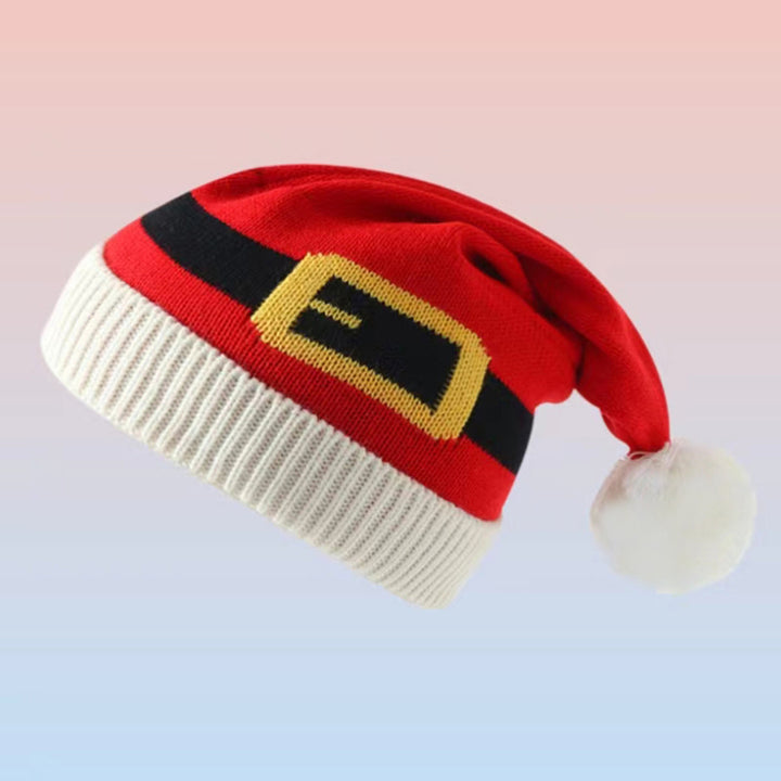 Santa Hat with Pompom Women Men Christmas Beanie Hat Peaked Cap Unisex Winter Christmas Hat for Festival Parties Photo Image 12