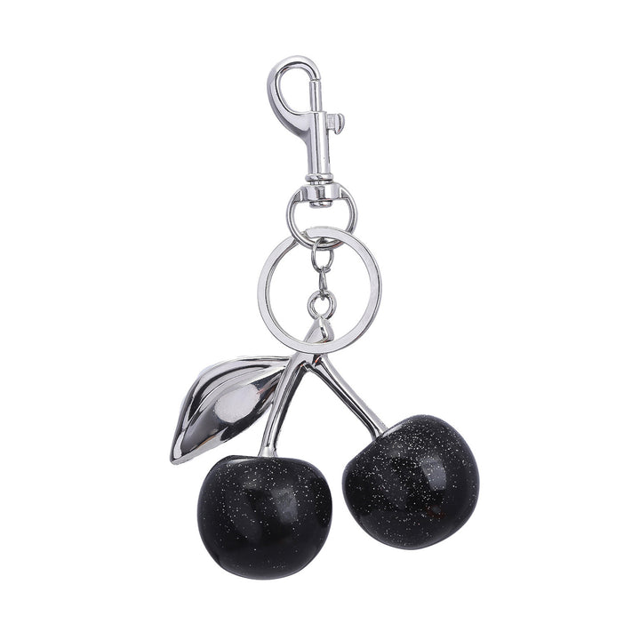 Keychain Bag Charm with Golden Shimmering Resin Cherries Hypoallergenic Steel Key Pendant Bag Wallet Accessory Image 4