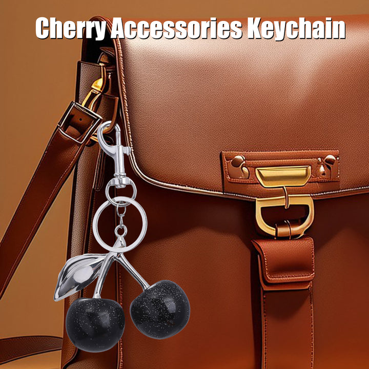 Keychain Bag Charm with Golden Shimmering Resin Cherries Hypoallergenic Steel Key Pendant Bag Wallet Accessory Image 6