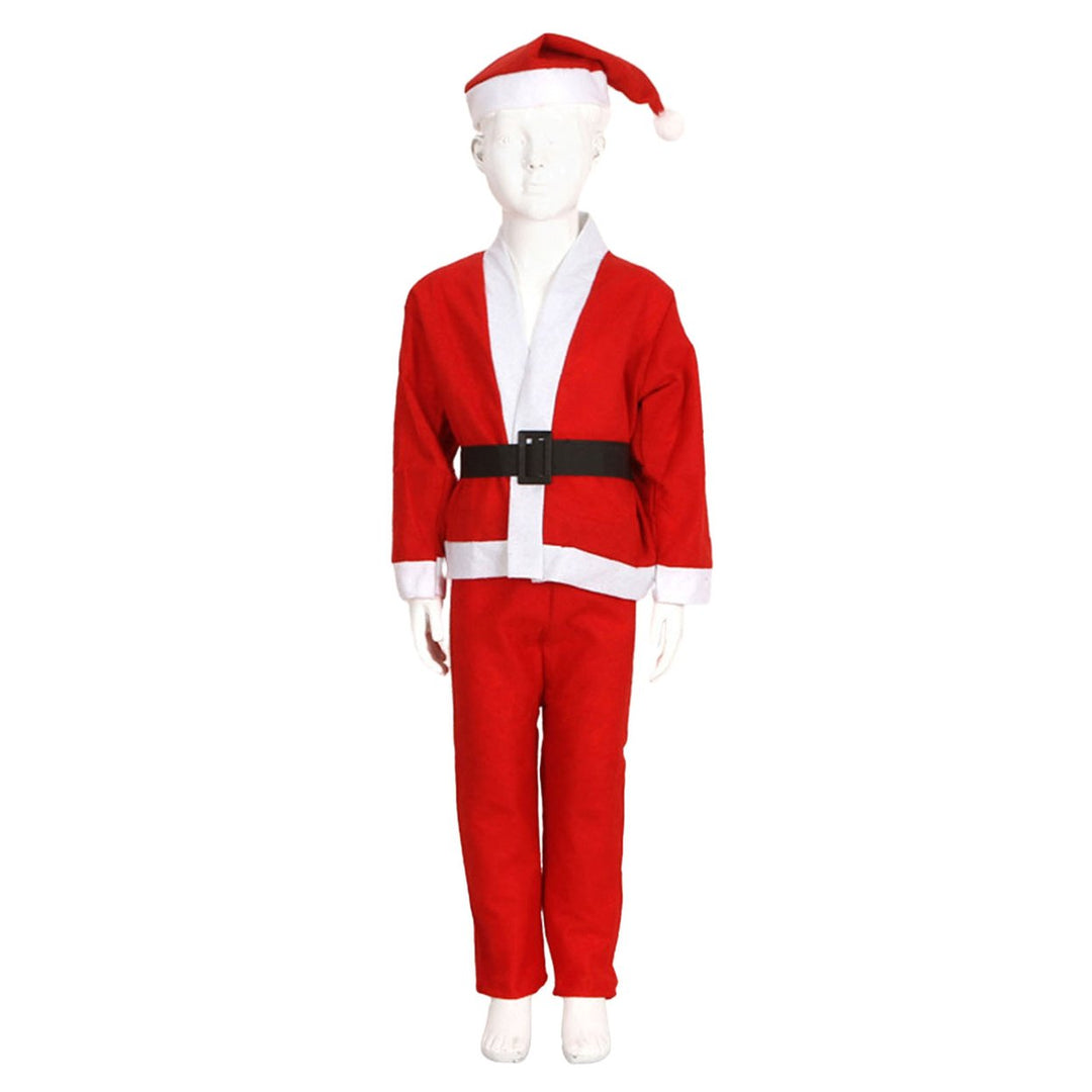 1 Set Christmas Santa Claus Costume Fine Workmanship Kids Top Hat Pants Belt Set for Christmas Festive Decor Image 4