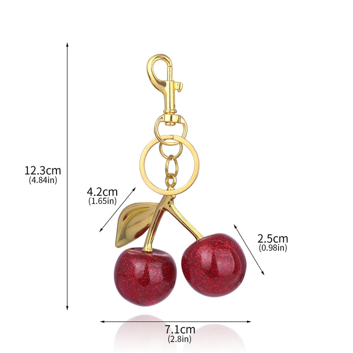 Keychain Bag Charm with Golden Shimmering Resin Cherries Hypoallergenic Steel Key Pendant Bag Wallet Accessory Image 9