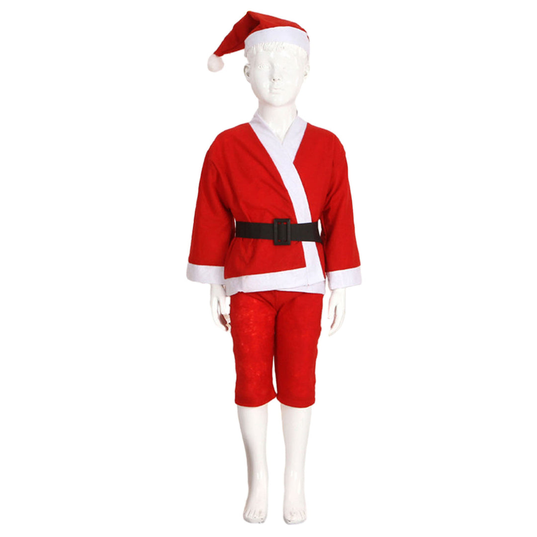 1 Set Christmas Santa Claus Costume Fine Workmanship Kids Top Hat Pants Belt Set for Christmas Festive Decor Image 8