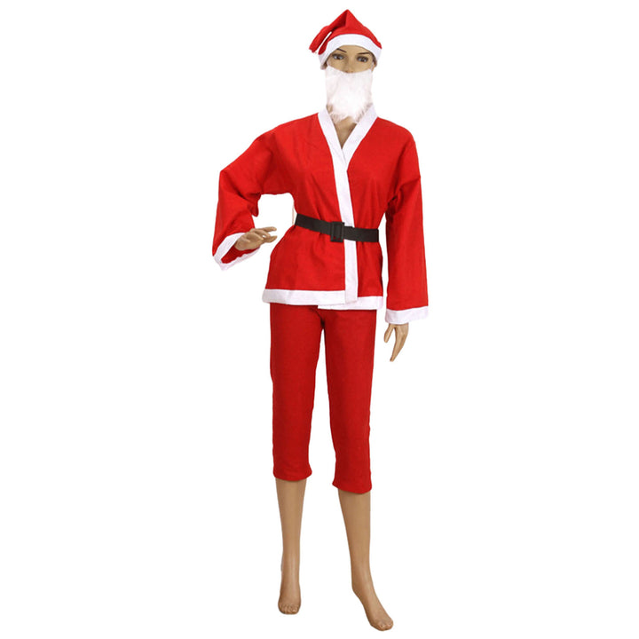 1 Set Christmas Santa Claus Costume Fine Workmanship Kids Top Hat Pants Belt Set for Christmas Festive Decor Image 9