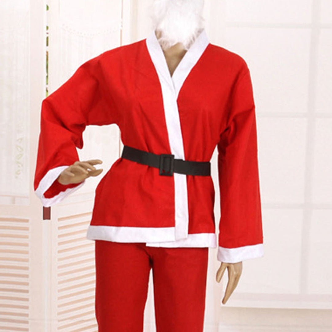 1 Set Christmas Santa Claus Costume Fine Workmanship Kids Top Hat Pants Belt Set for Christmas Festive Decor Image 12