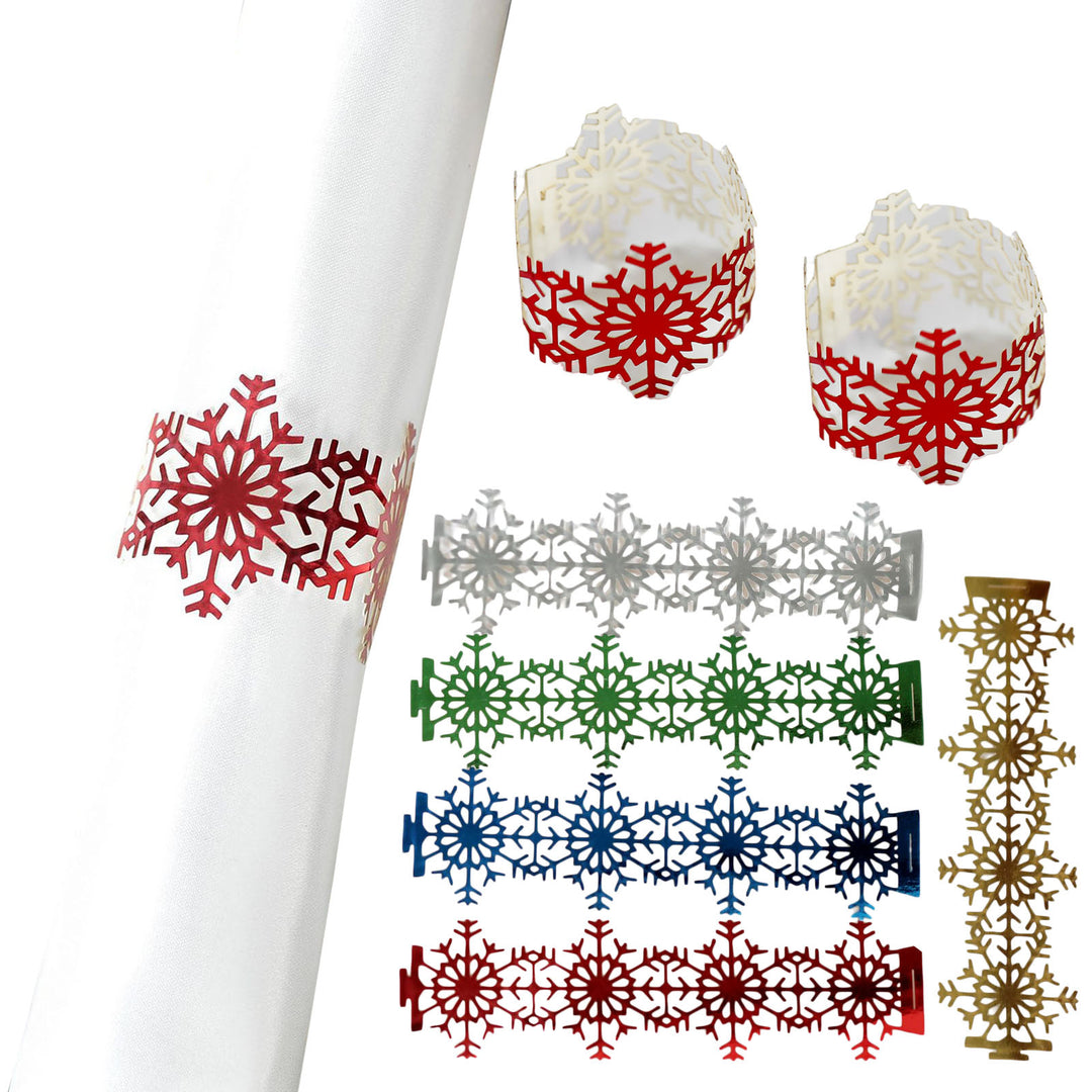 50Pcs Snowflake Paper Napkin Rings Lightweight Disposable Napkin Holders Serviette Rings Dining Table Decorations Image 1