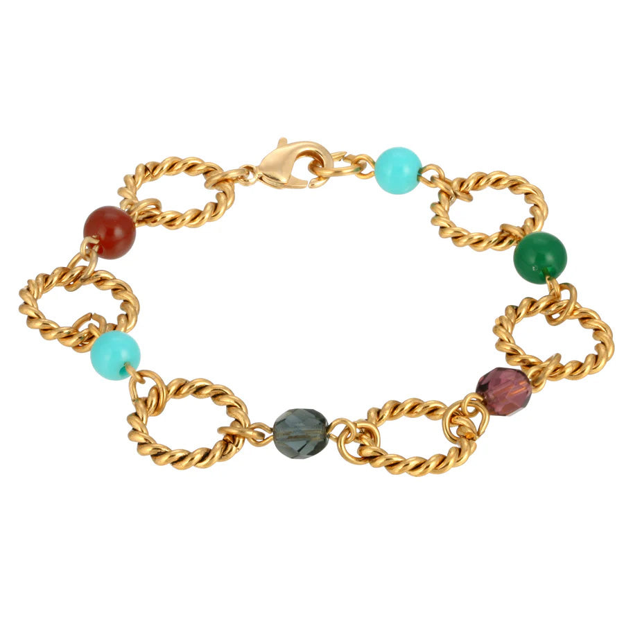 Womens Bracelet Fashion Jewelry Round Link Multi Color Bead Bracelet Image 1