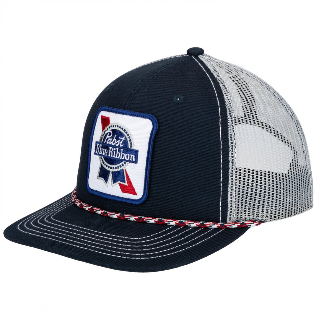 Pabst Blue Ribbon White and Blue Logo Patch Rope Hat Image 1