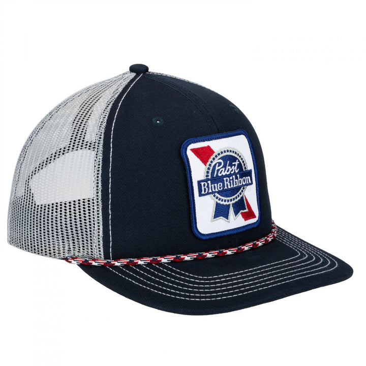 Pabst Blue Ribbon White and Blue Logo Patch Rope Hat Image 3