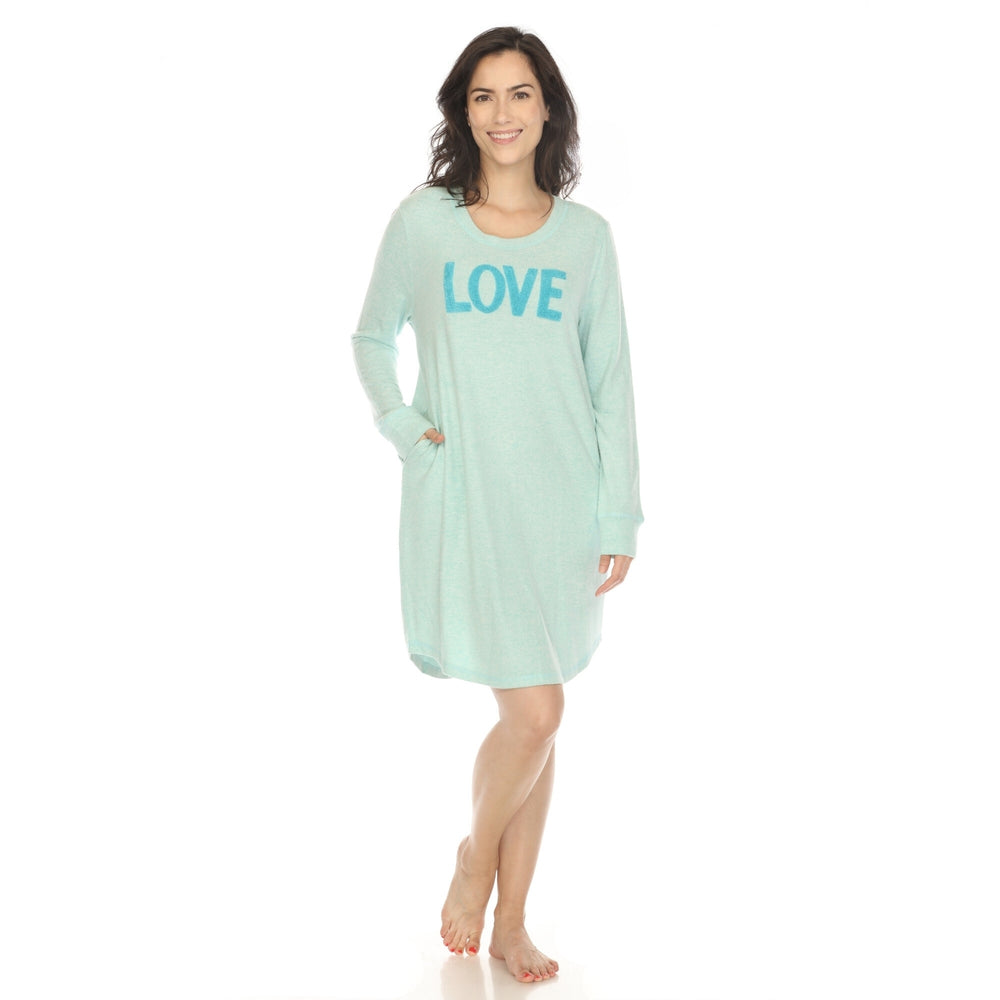 White Mark Womens Long Sleeve Sleepshirt Image 2