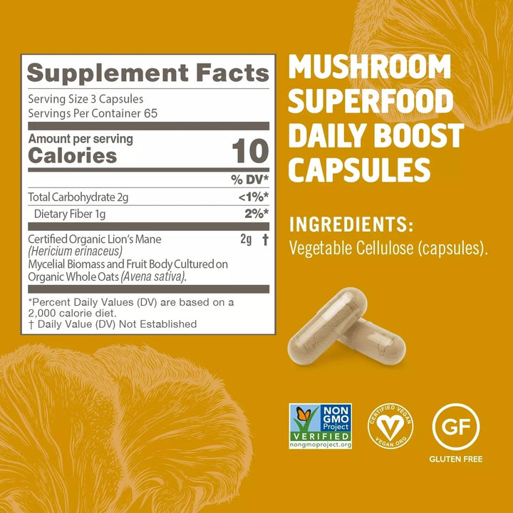 Om Mushroom Superfood Lions Mane Capsules 195 Count Image 4