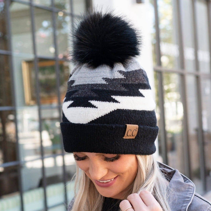 Beanie with Pom and South Western Pattern Image 7