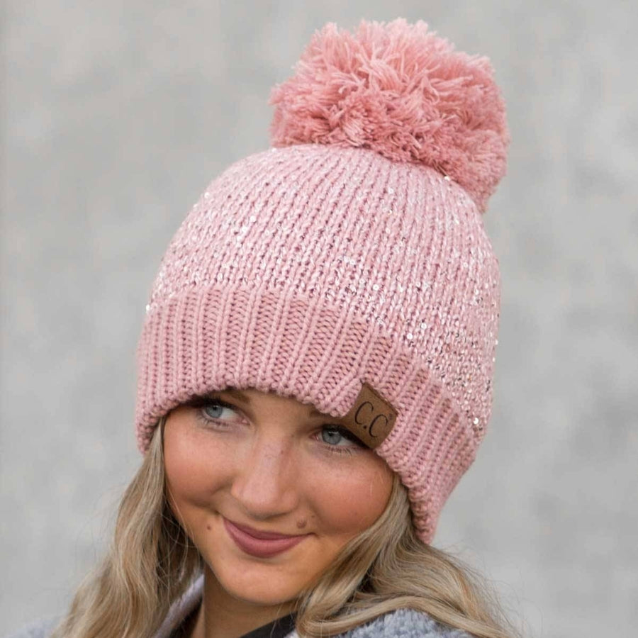 CC Sequin Pom Beanie Image 1