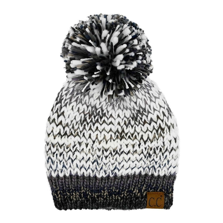 CC Multi-Color Yarn Beanie with Pom Image 2