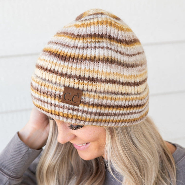 CC Stripe Color Block Beanie Image 1