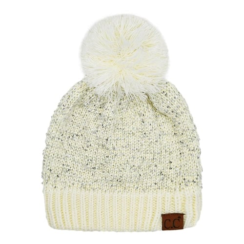 CC Sequin Pom Beanie Image 1