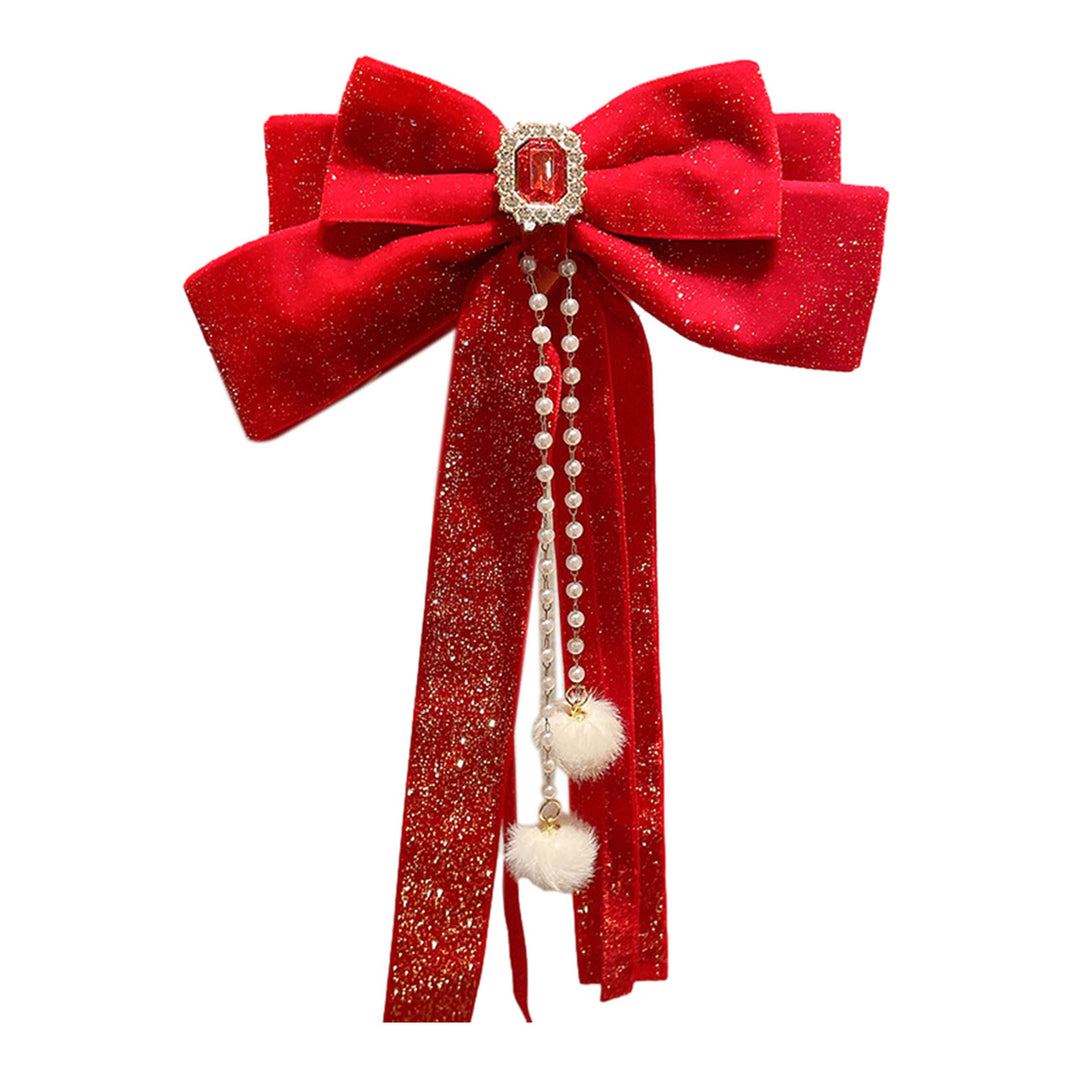 Women Hair Barrette Double-layeded Bow Butterfly Bell Star Decor Year Christmas Style Anti-slip Hair Decoration Clip Image 4