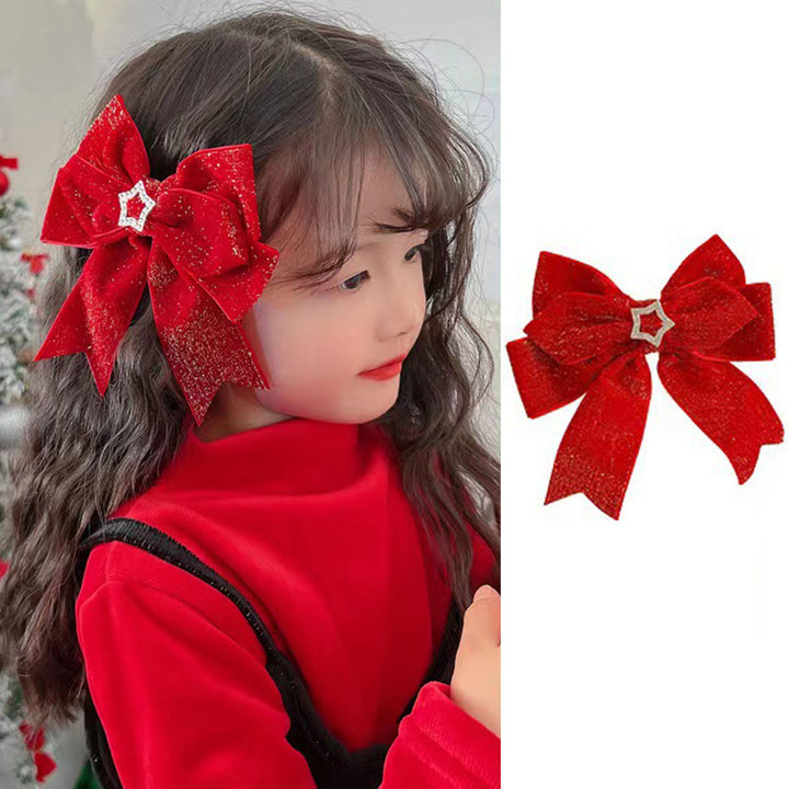 Women Hair Barrette Double-layeded Bow Butterfly Bell Star Decor Year Christmas Style Anti-slip Hair Decoration Clip Image 10