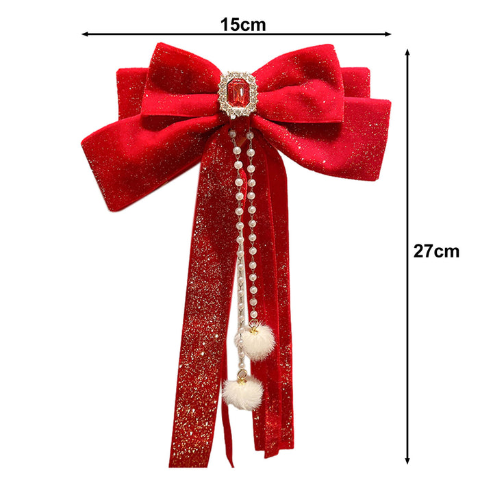 Women Hair Barrette Double-layeded Bow Butterfly Bell Star Decor Year Christmas Style Anti-slip Hair Decoration Clip Image 12