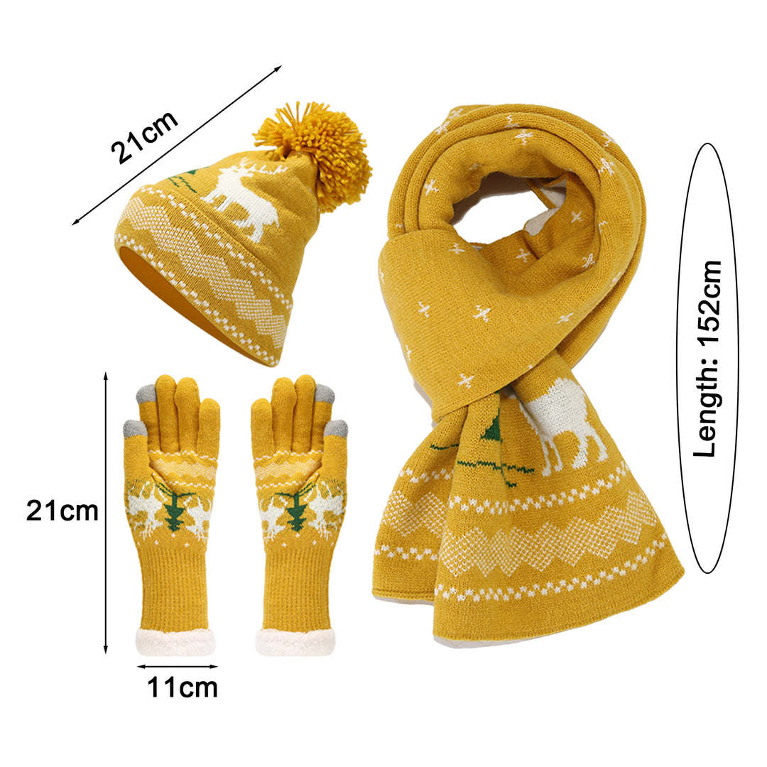 3 Pcs/Set Unisex Christmas Beanie Scarf Gloves Set Thick Flece Warm Cap Gloves Touchscreen Windproof Winter Outdoor Image 9