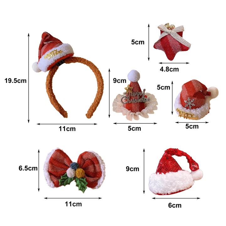 Christmas Headband Santa Claus Hat Hair Hoop Mini Bow Star Christmas Hat Hairpin Headpieces for Women Girls Christmas Image 11