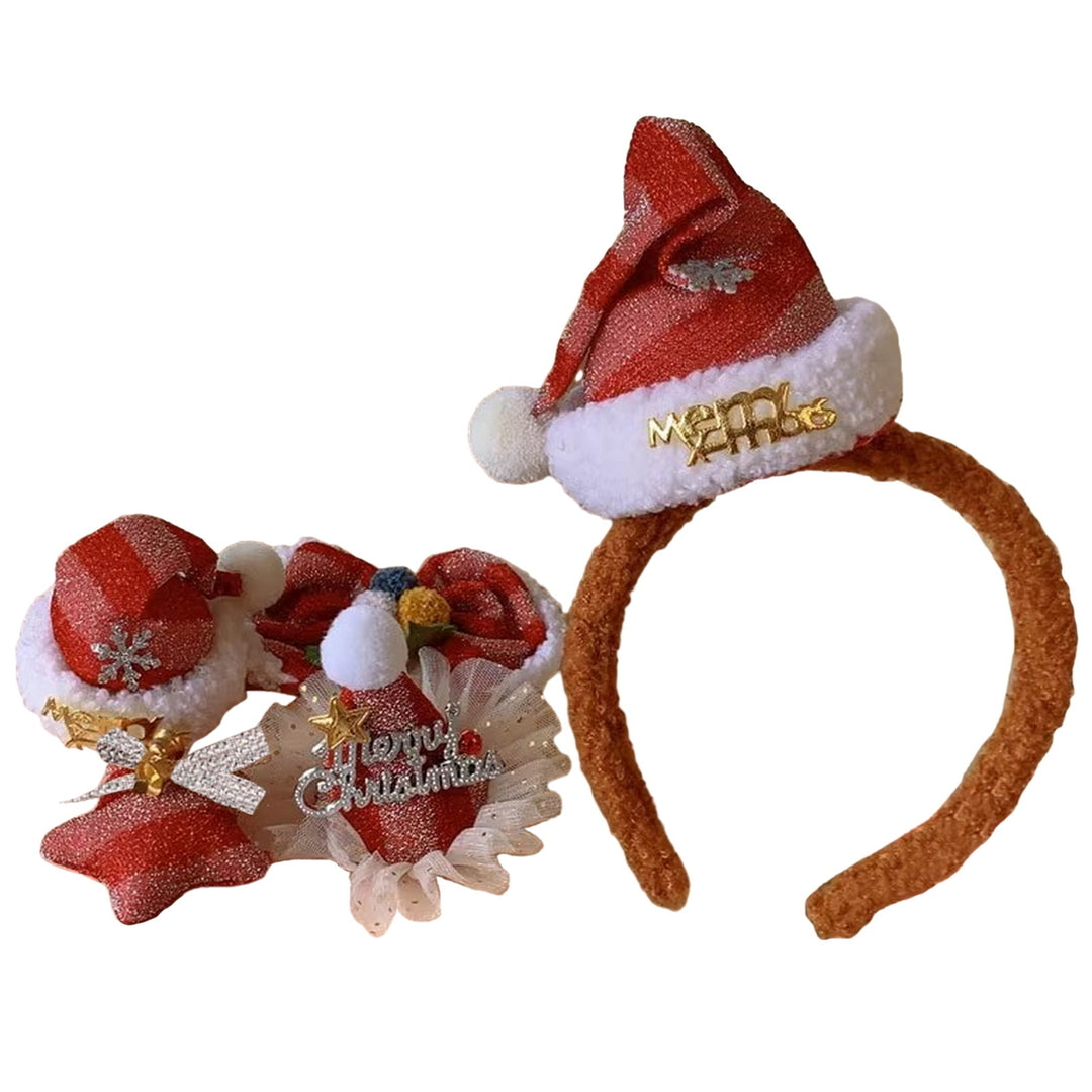 Christmas Headband Santa Claus Hat Hair Hoop Mini Bow Star Christmas Hat Hairpin Headpieces for Women Girls Christmas Image 12