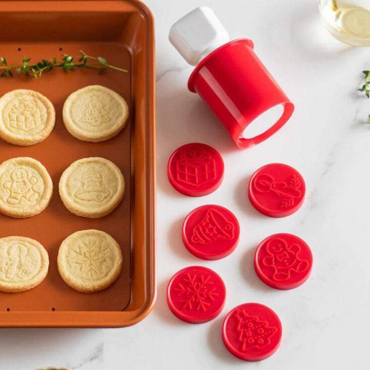 Christmas Cookie Stamps Set 6 Styles Cookie Cutters Molds Non-Stick Homemade Cookies Embossing Mold Chocolate Fondant Image 7