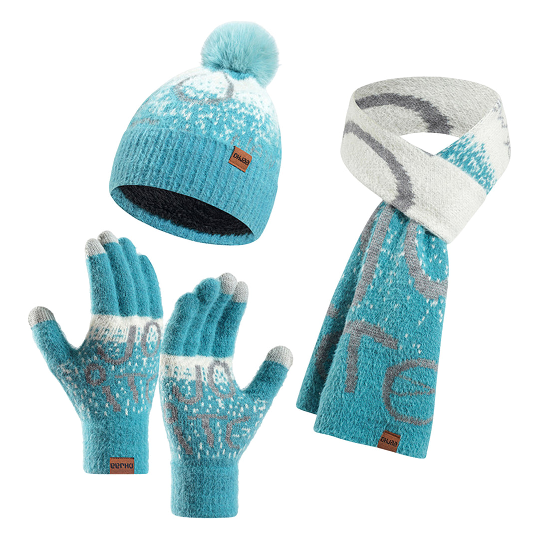 3 Pcs/Set Unisex Christmas Beanie Scarf Gloves Set Thick Knitted Jacquard Warm Cap Gloves Elastic Ear Protection Winter Image 4