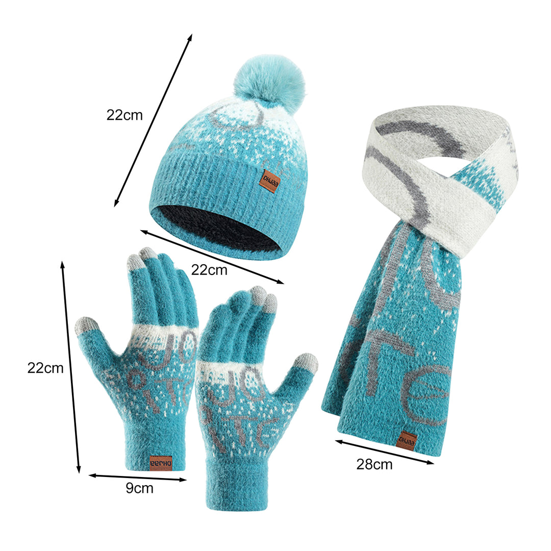 3 Pcs/Set Unisex Christmas Beanie Scarf Gloves Set Thick Knitted Jacquard Warm Cap Gloves Elastic Ear Protection Winter Image 9