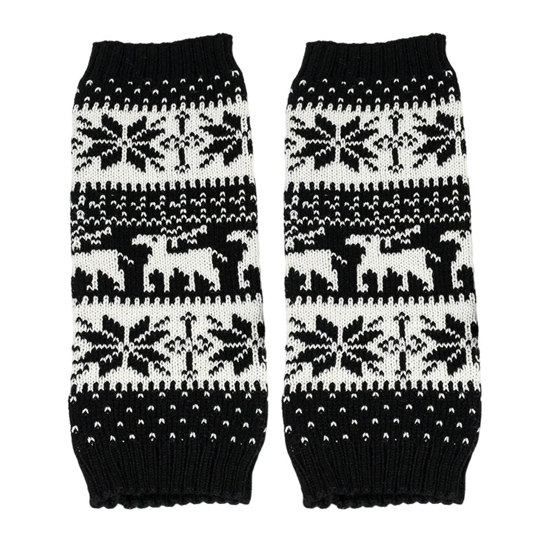 1 Pair Winter Calf Covers Knitted Anti-slip Christmas Style High Elasticity Elk Snowflake Jacquard Piled Socks Thickened Image 1