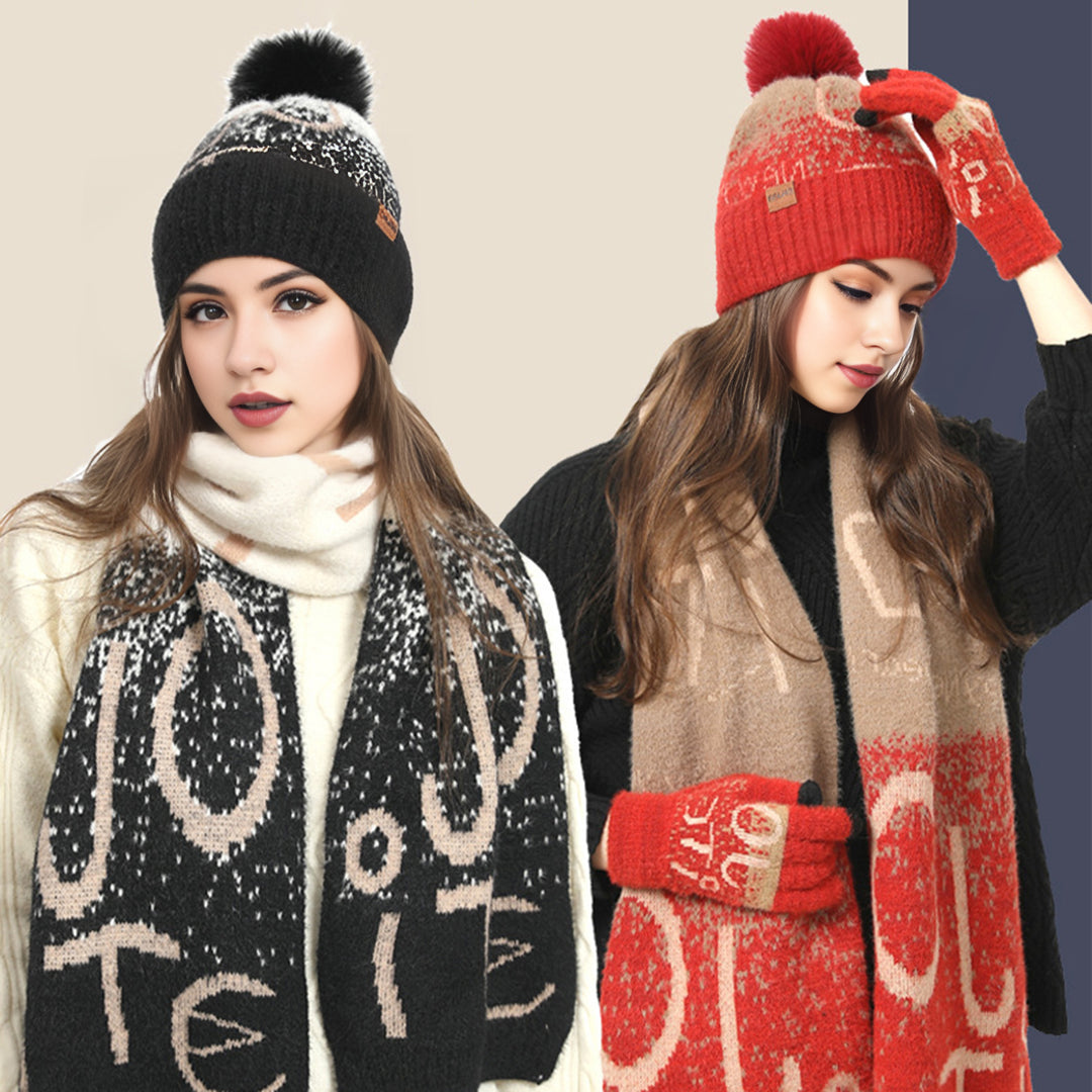 3 Pcs/Set Unisex Christmas Beanie Scarf Gloves Set Thick Knitted Jacquard Warm Cap Gloves Elastic Ear Protection Winter Image 10