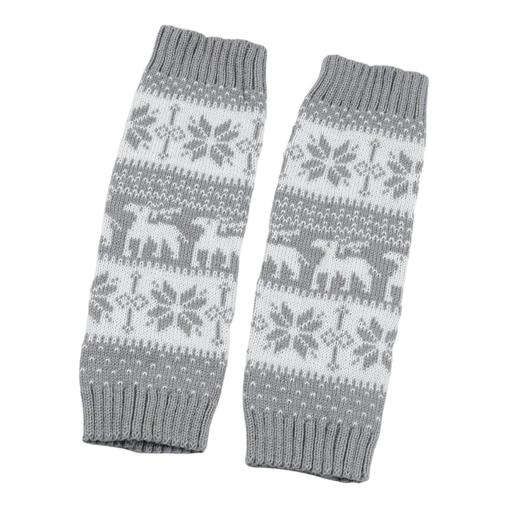 1 Pair Winter Calf Covers Knitted Anti-slip Christmas Style High Elasticity Elk Snowflake Jacquard Piled Socks Thickened Image 1