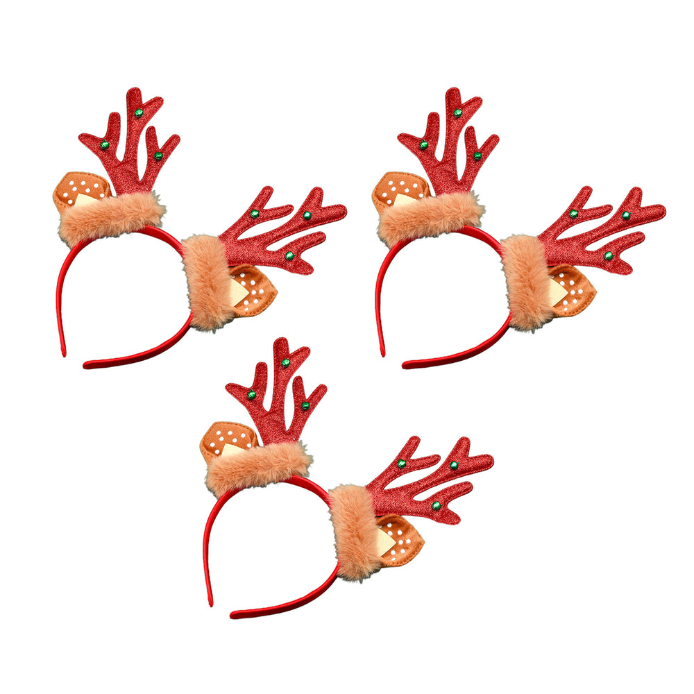 3Pcs Christmas Headband with Deer Ears Anti-slip Elk Horn Hair Band Party Antler Hair Loop Women Girls Hair Accessories Image 2