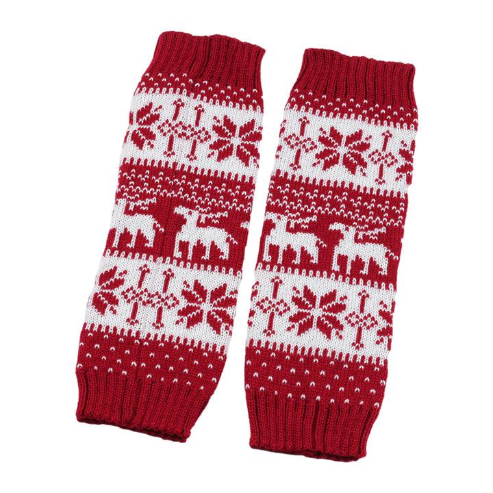 1 Pair Winter Calf Covers Knitted Anti-slip Christmas Style High Elasticity Elk Snowflake Jacquard Piled Socks Thickened Image 7