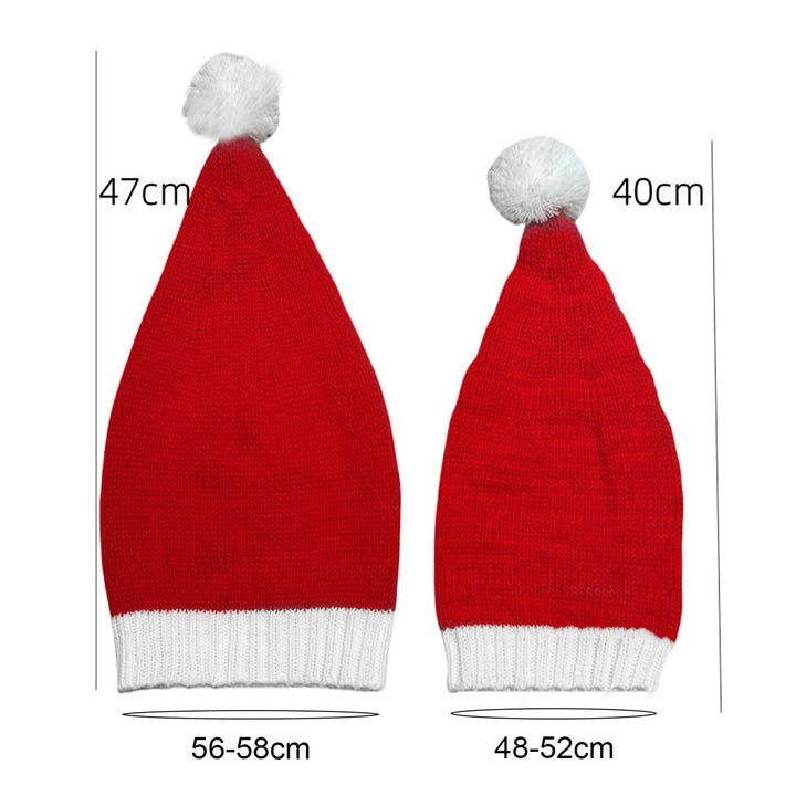 Unisex Christmas Santa Hat Children Parents Year Cap Thick Party Beanie Elastic Thick Plush Decor Santa Cosplay Adult Image 4