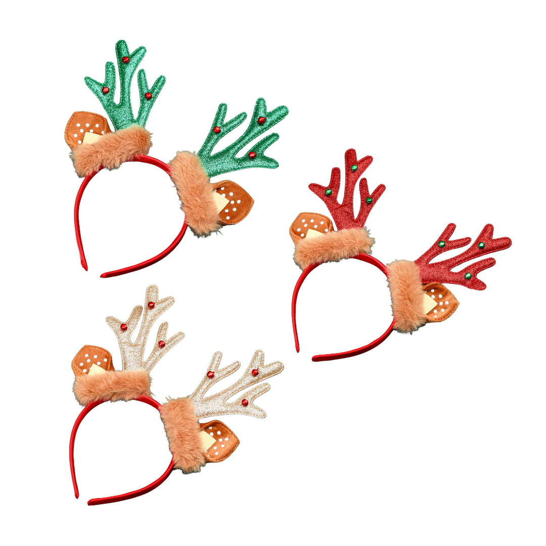 3Pcs Christmas Headband with Deer Ears Anti-slip Elk Horn Hair Band Party Antler Hair Loop Women Girls Hair Accessories Image 4