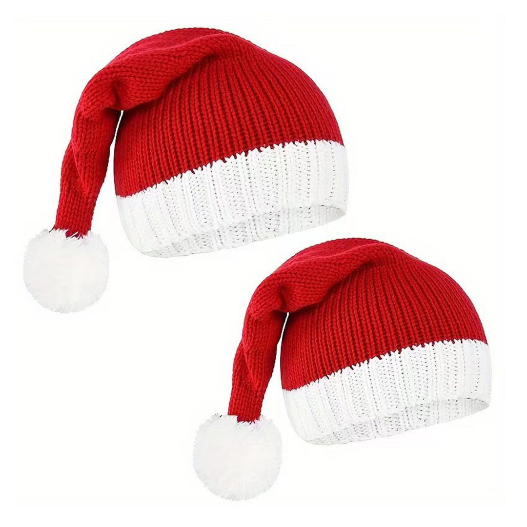 Unisex Christmas Santa Hat Children Parents Year Cap Thick Party Beanie Elastic Thick Plush Decor Santa Cosplay Adult Image 6