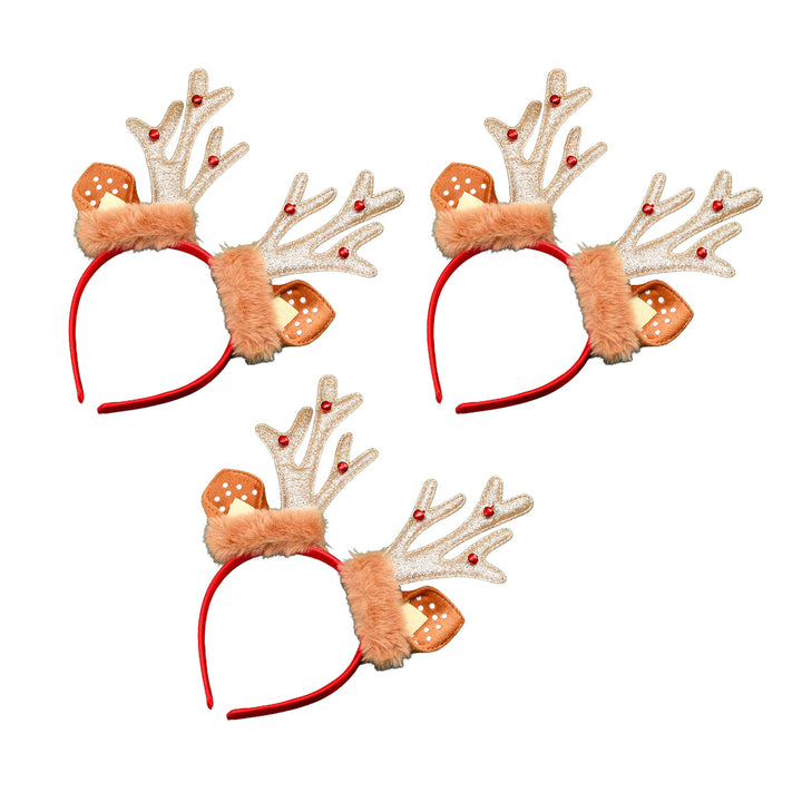 3Pcs Christmas Headband with Deer Ears Anti-slip Elk Horn Hair Band Party Antler Hair Loop Women Girls Hair Accessories Image 4