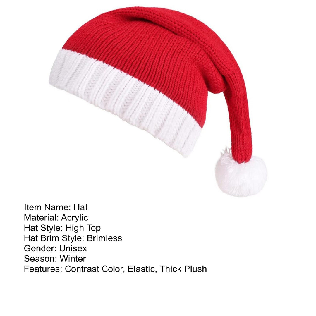 Unisex Christmas Santa Hat Children Parents Year Cap Thick Party Beanie Elastic Thick Plush Decor Santa Cosplay Adult Image 10