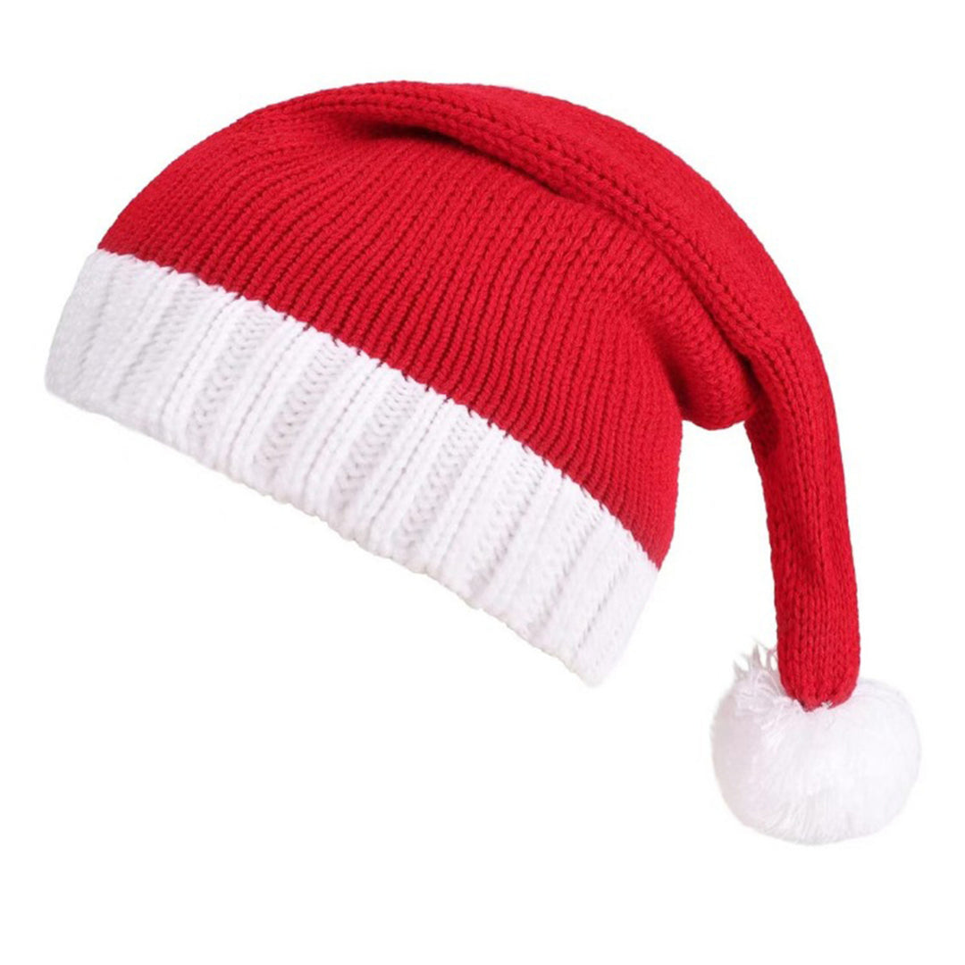 Unisex Christmas Santa Hat Children Parents Year Cap Thick Party Beanie Elastic Thick Plush Decor Santa Cosplay Adult Image 11