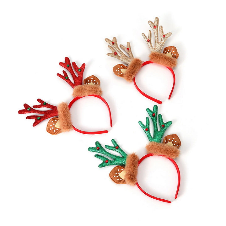 3Pcs Christmas Headband with Deer Ears Anti-slip Elk Horn Hair Band Party Antler Hair Loop Women Girls Hair Accessories Image 12