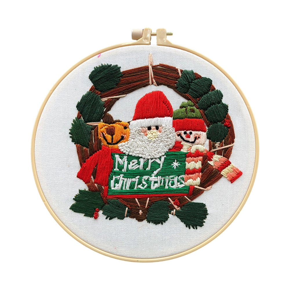 Christmas DIY Hand Embroidery Kit with Hoops Needles Thread Themed Embroidery Project Kit with Detailed Instructions for Image 2