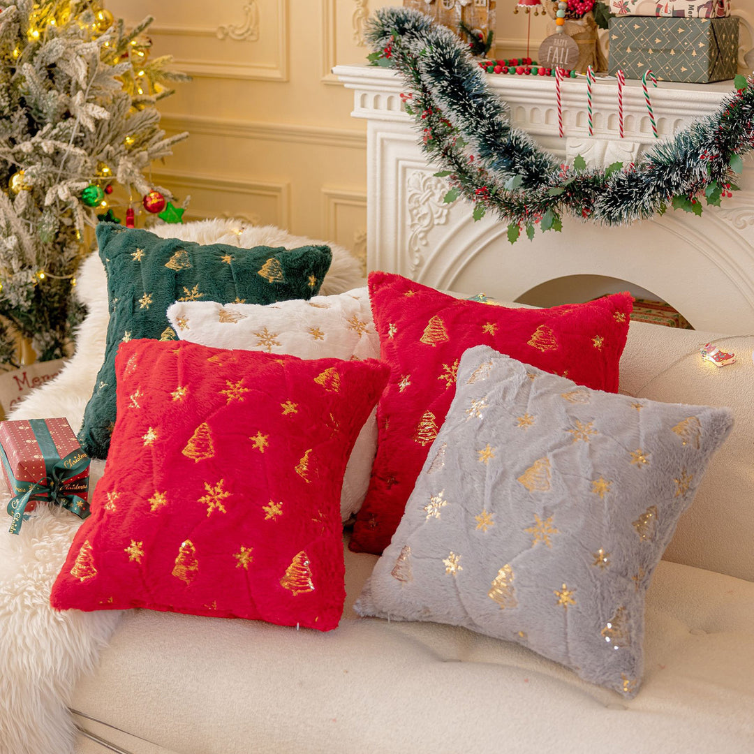 Throw Pillowcase Snowflake Christmas Tree Pattern Hidden Zipper Pillow Cover Bedroom Living Room Sofa Year Party Decor Image 6