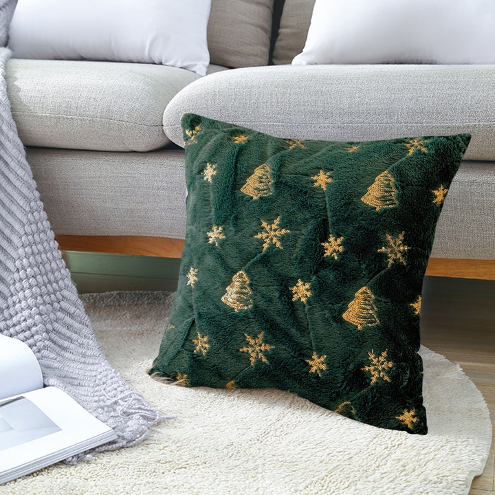 Throw Pillowcase Snowflake Christmas Tree Pattern Hidden Zipper Pillow Cover Bedroom Living Room Sofa Year Party Decor Image 7